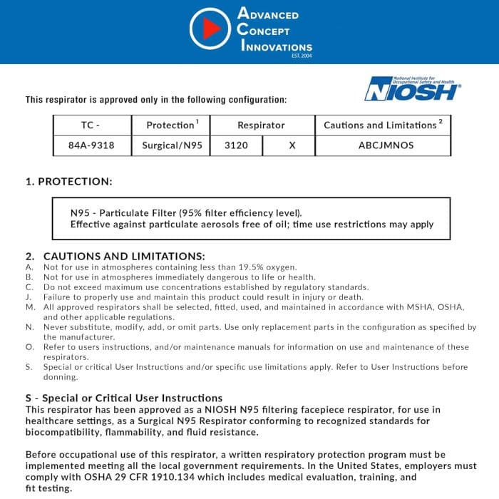 N95 Respirator made in USA